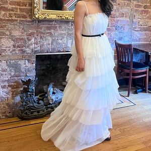 Elegant White Tiered Gown